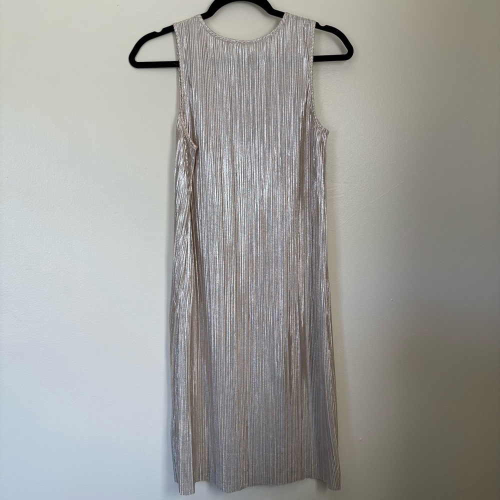 H&M Silver Gold Pleated Sheath Midi Dress | Size XS - Picture 10 of 10